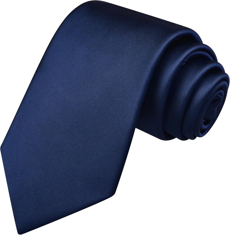Branduce 3.15"（8cm） Mens Solid Satin Tie Pure Color Necktie for Business and Wedding + Gift Box - Image 1